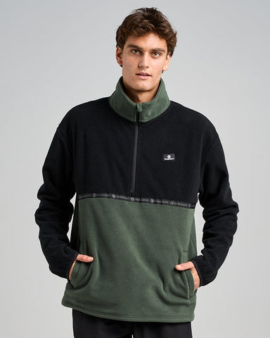THE MAD HUEYS Tidal Quarter Zip - OIL GREEN