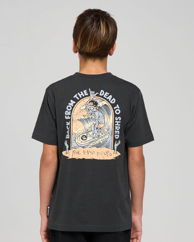 THE MAD HUEYS Dead Shred Youth Short Sleeve Tee - VINTAGE BLACK