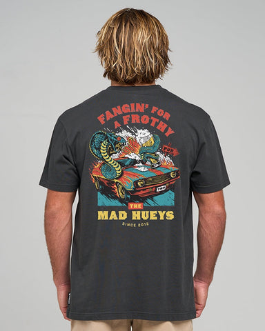 THE MAD HUEYS Frothy Fanging Short Sleeve Tee - WAHED BLACK