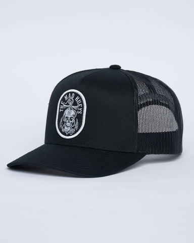 THE MAD HUEYS Rope Skull Anchor Twill Trucker - BLACK