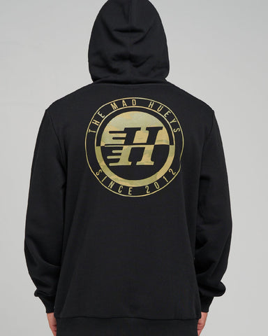 THE MAD HUEYS H Series Split Hooded Pullover - BLACK