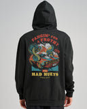 THE MAD HUEYS Frothy Fanging Hooded Pullover - WASHED BLACK