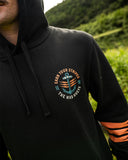 THE MAD HUEYS Earn Stripes Hooded Pullover - BLACK