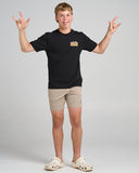 THE MAD HUEYS Tropic Frothin Club Youth Short Sleeve Tee - BLACK