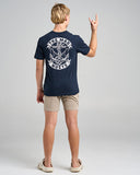 THE MAD HUEYS Drop Anchor Youth Short Sleeve Tee - NAVY