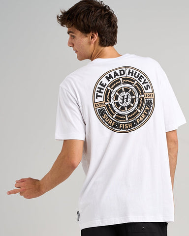 THE MAD HUEYS Hueys Ship Wheel Short Sleeve Tee - WHITE