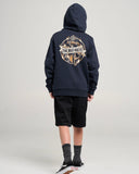 THE MAD HUEYS Flame Anchor Youth Hooded Pullover - NAVY