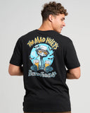 THE MAD HUEYS Beer And Foaming Short Sleeve Tee - BLACK
