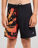 THE MAD HUEYS Skull Spiral Youth 17" Board short - BLACK