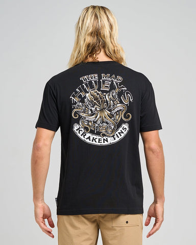 THE MAD HUEYS Kraken Port Hole Short Sleeve Tee - BLACK