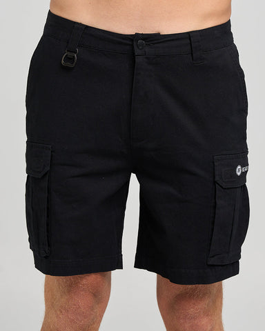 THE MAD HUEYS  Snagged 20" Cargo Shorts - BLACK