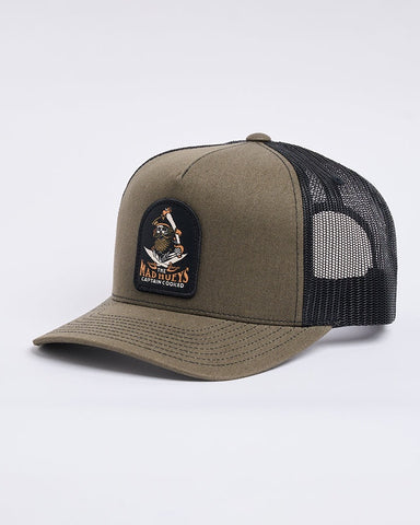 THE MAD HUEYS Captain Ship Faced Twill Trucker - OLIVE