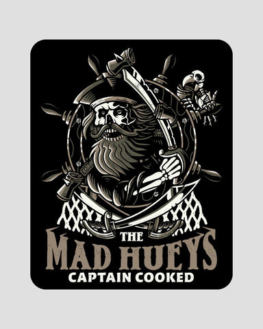 THE MAD HUEYS - Captain Ship Faced Sticker - BLACK