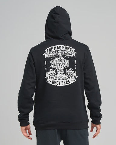 THE MAD HUEYS Ahoy Fkrs Storm Hooded Pullover - BLACK