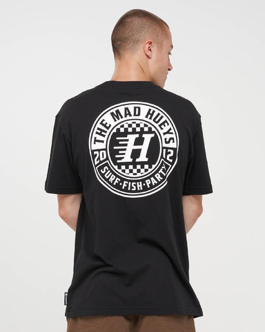 THE MAD HUEYS Checker Hueys Short Sleeve Tee - BLACK