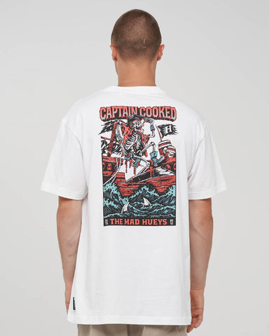 THE MAD HUEYS Plank Captain Cooked Short Sleeve Tee - WHITE