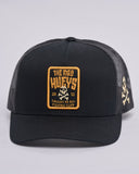 THE MAD HUEYS Caught Fk OFf Twill Trucker - BLACK