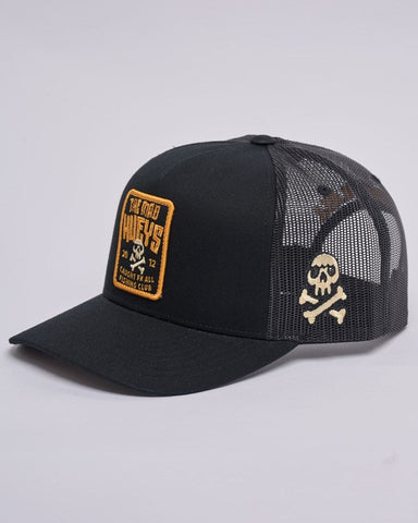 THE MAD HUEYS Caught Fk OFf Twill Trucker - BLACK