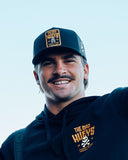THE MAD HUEYS Caught Fk OFf Twill Trucker - BLACK