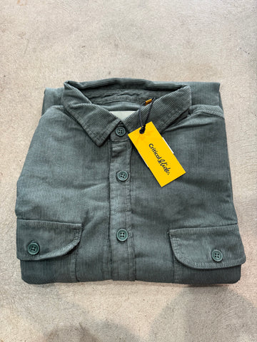 CRITICAL SLIDE Lazy Boy Cord Shirt - DUSTY GREEN