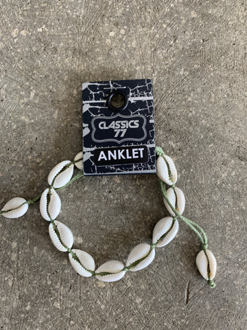 CLASSICS 77 - Cowrie Shell Anklet with Green Thread
