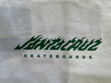 SANTA CRUZ Dice Flame Dot Strip Front Box Fit Tee - WHITE