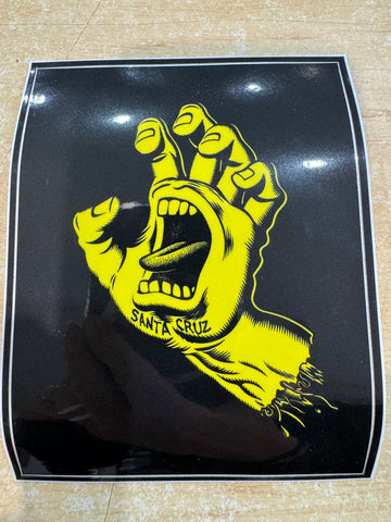 SANTA CRUZ Screaming Hand Sticker - BLACK/YELLOW