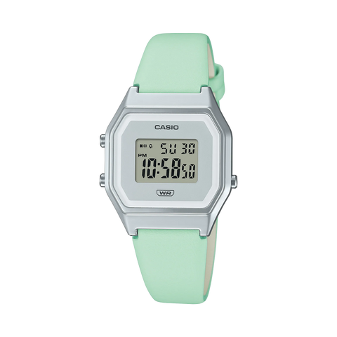 CASIO Ladies Digital Stop Watch - GREEN LEATHER BAND