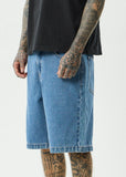 AFENDS Lil C Denim Baggy Fit Short 22 Inch - WORN BLUE