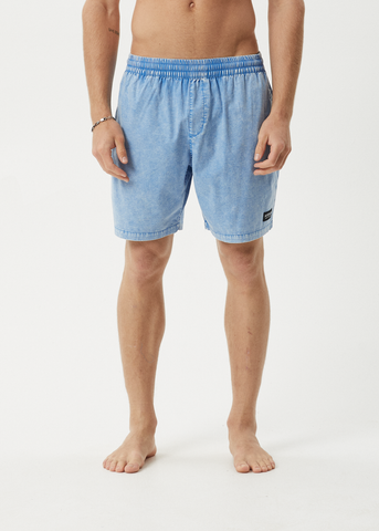 AFENDS The Dopamine Organic Swim Short 18"  - BLUE ACID WASH