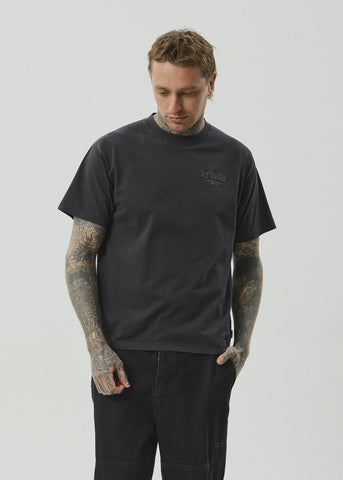 AFENDS HQ Recycled Boxy Fit Tee - STONE BLACK