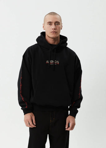 AFENDS Wired Recycled Boxy Pull On Hood - BLACK