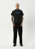 AFENDS Bats Recycled Raglan Boxy Fit Tee - STONE BLACK