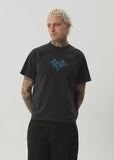 AFENDS Bats Recycled Raglan Boxy Fit Tee - STONE BLACK