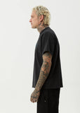 AFENDS Bats Recycled Raglan Boxy Fit Tee - STONE BLACK