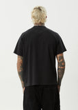 AFENDS Bats Recycled Raglan Boxy Fit Tee - STONE BLACK