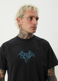 AFENDS Bats Recycled Raglan Boxy Fit Tee - STONE BLACK