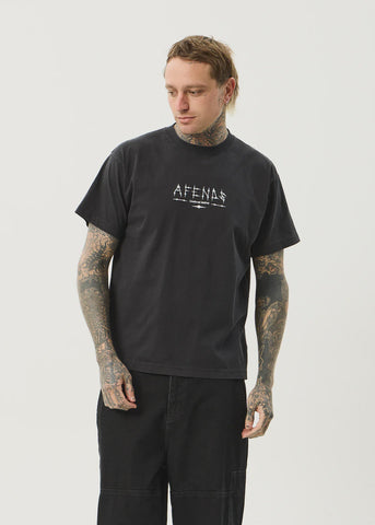 AFENDS Spinal Boxy Fit Tee - STONE BLACK