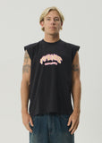 AFENDS Flame On Recycled Sleeveless Tee - STONE BLACK