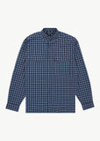 AFENDS Mountains Oversized Long Sleeve Shirt - NAVY CHECK