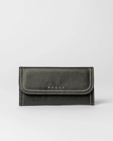 RUSTY Mallory Flap Wallet - BLACK