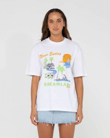 RUSTY Dreamland Oversized Tee - WHITE