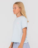 RUSTY Hibiscus Oversized Tee Girls - CELESTIAL BLUE