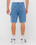 RUSTY Dungaree Denim Jort - HARD HAT BLUE