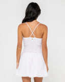 RUSTY Mimi Smocked Mini Dress - WHITE