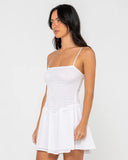 RUSTY Mimi Smocked Mini Dress - WHITE