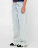 RUSTY Wendy Wide Low Rise Denim Jean - SKY BLUE HEATHER