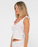 RUSTY I Kissed A Pearl Lace Tank - WHITE