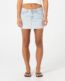 RUSTY Mavericks Low Rise Denim Mini Skirt - SKY BLUE