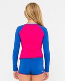 RUSTY Contrast Rashie & Shorts Set Girls - FUSCIA/BLUE